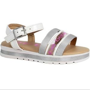 Bebe White & Pink Sparkle Strap Sandal